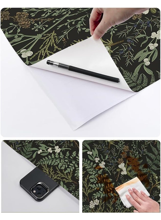 Zeemey Dark Green Fern Botanical Shelf Liner Contact Paper Self Adhesive Vinyl Botanical Drawer Liner Wall Paper for Kitchen Cabinets Dresser Dollhouse Walls Arts Crafts Decal(0.44m*10m) - Image 2